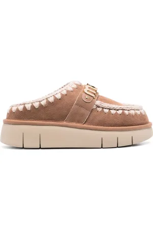 Mou Logo-appliqué suede mules
