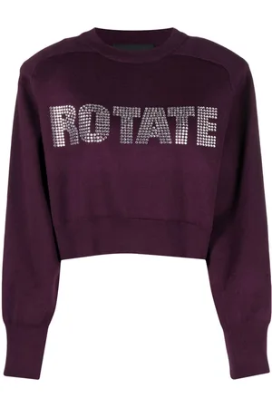 ROTATE Rhinestone-embellished logo-appliqué sweatshirt