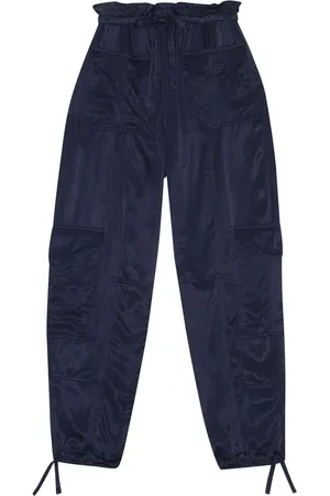 Ganni Drawstring satin high-waisted trousers