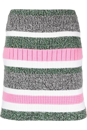 Barrie Stripe-pattern cashmere straight skirt