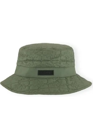 Ganni Logo-patch quilted bucket hat