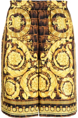VERSACE Baroccodile-print silk shorts