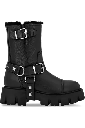 Philipp Plein Studded ankle leather boots