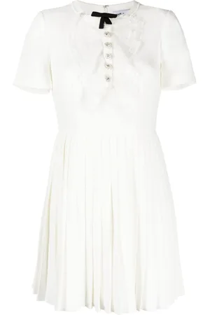 Self-Portrait Bow-detail pleated minidress