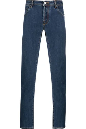 Incotex Straight-leg washed-denim trousers