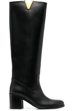 Via Roma Logo-plaque 65mm leather knee-length boots