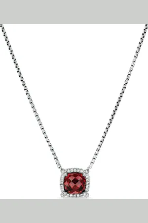 David Yurman Sterling Petite Chatelaine rhodolite garnet and diamond necklace