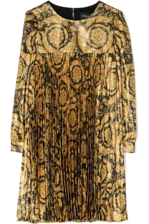 VERSACE Barocco Kids-print pleated dress