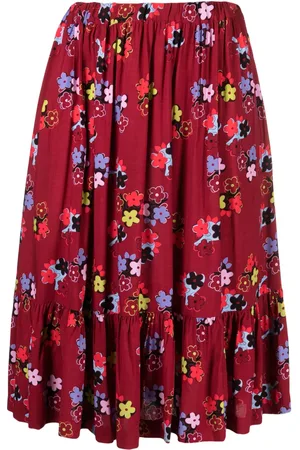 Comme des Garçons Ruffled floral-print midi skirt
