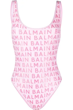 Balmain Logo-print scoop-neck swimsuit