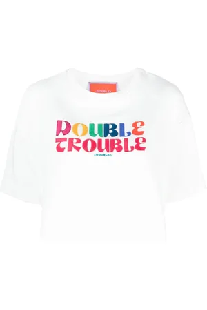 La DoubleJ Discman slogan-embroidered cotton T-shirt