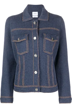 Barrie Contrast-stitching denim-effect jacket