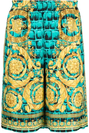 VERSACE Baroccodile-print silk shorts