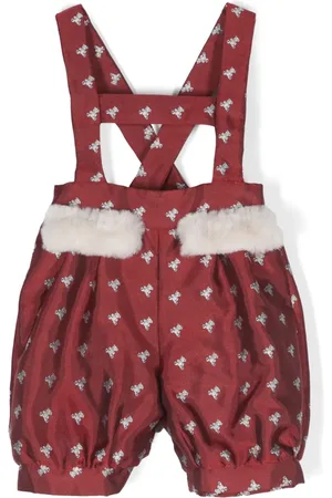LA STUPENDERIA Teddy bear-print overall shorts