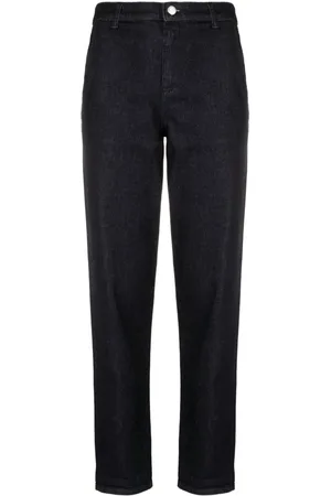 Emporio Armani Logo-embroidered tapered-leg jeans