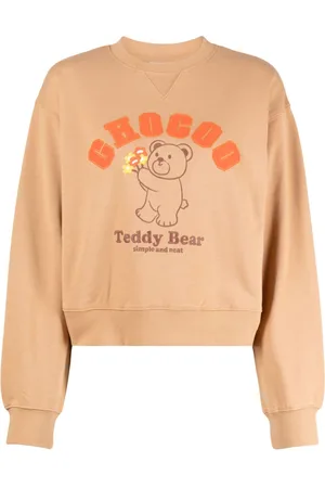 Chocoolate Teddy-bear embroidered cropped sweatshirt