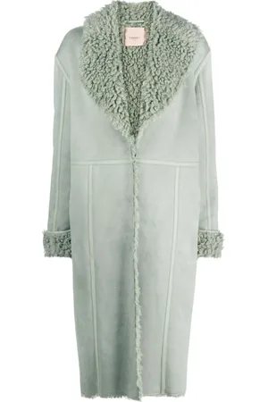 Twin-Set Faux-shearling V-neck coat