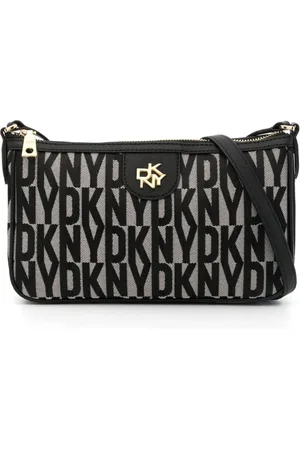 Dkny Carol Monogram-print Woven Tote Bag In Blue