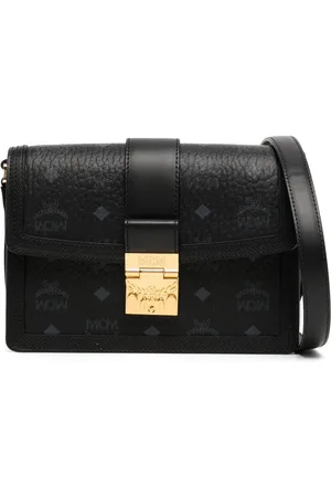 MCM Tracy Shoulder Bag in Studded Bandana Visetos Black VISETOS