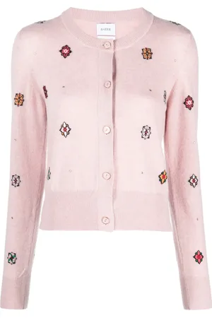 Barrie Intarsia-knit round-neck cardigan