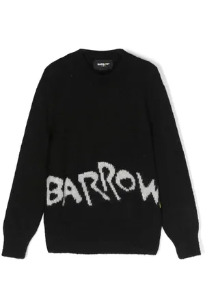 BARROW Intarsia-knit-logo crew-neck jumper