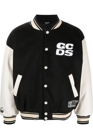 GCDS Two-tone logo-patch bomber jacket
