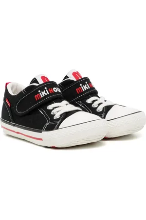 Miki House Embroidered-logo touch-strap sneakers