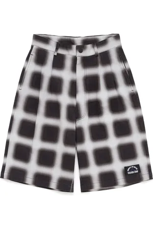 MARCELO BURLON Blurred Check cotton-blend shorts
