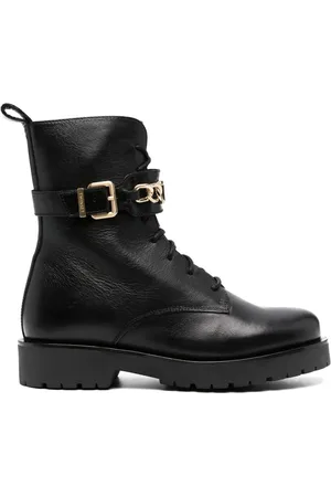 Twin-Set Chain-link leather ankle boots