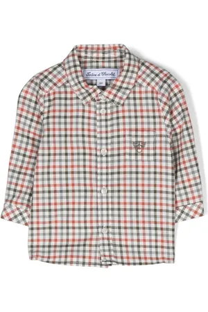 Tartine Et Chocolat Logo-embroidered gingham-check shirt