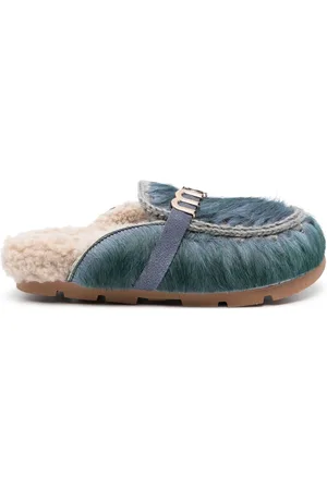 Mou Winter logo-lettering leather mules
