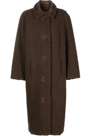 Stand Studio Straight-point collar faux-shearling coat
