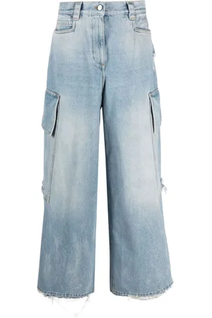 Palm Angels Ripped-detail wide-leg jeans