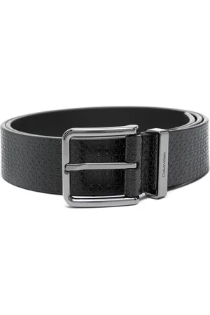 Calvin Klein Men's Casual CK Monogram Cut Out Buckle Belt, Dark