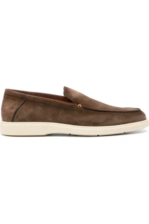 santoni Almond-toe suede loafers