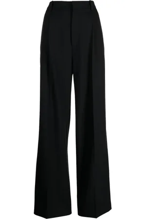 Plan C Wide Leg Belted Cargo Pants in Navy Black