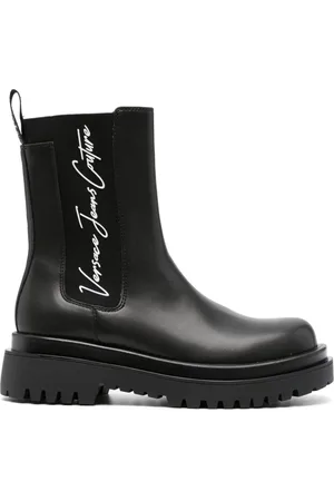 VERSACE Drew logo-print pull-on boots