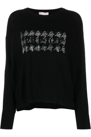 Liu Jo Rhinestone-logo long-sleeve jumper