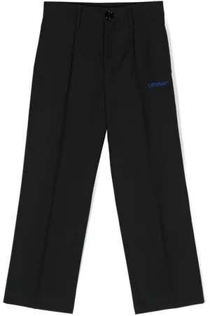 OFF-WHITE Logo-embroidered pleated trousers