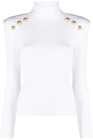 Balmain Button-embellished ribbed-knit jumper