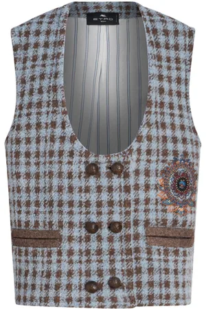 Etro Houndstooth embroidered gilet