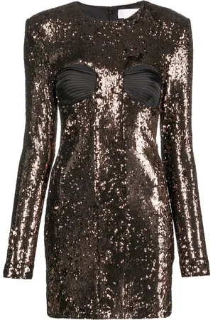 GENNY Sequin-embellished long-sleeved dress