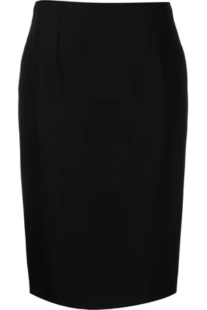 VERSACE Wool-blend pencil midi skirt