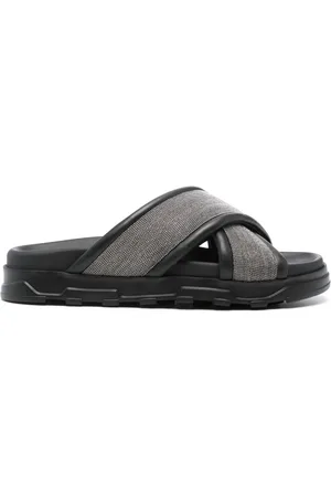 Fabiana Filippi Rhinestone-embellished leather slides