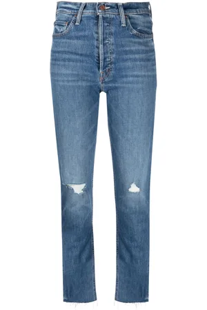 Mother Tomcat stonewashed cropped jeans
