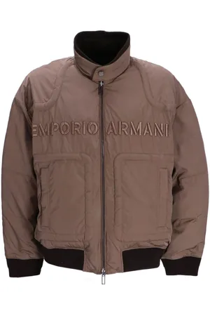 Emporio Armani logo-embossed Lambskin Jacket - Farfetch