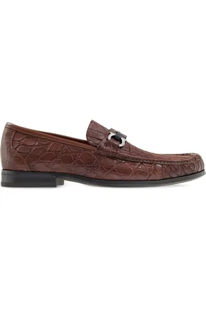 Salvatore Ferragamo Gancini-ornament embossed-crocodile loafers