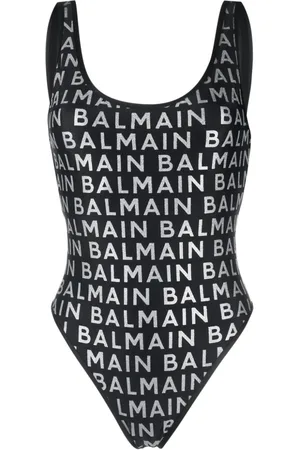 Balmain Logo-print scoop-neck swimsuit
