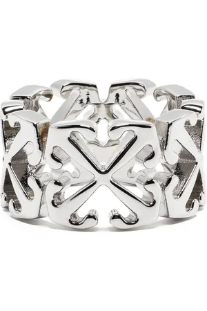 Off-white Arrows Hexnut Enamel Ring In Silver