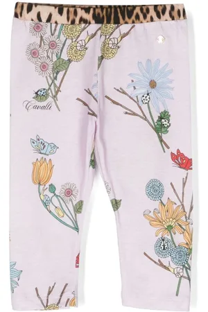 Roberto Cavalli Floral-print cotton leggings